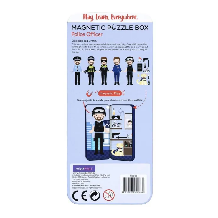 MIEREDU Jigsaw Puzzles | 3 Years+> Travel Magnetic Puzzle Box - Dream Big Series Police Officer