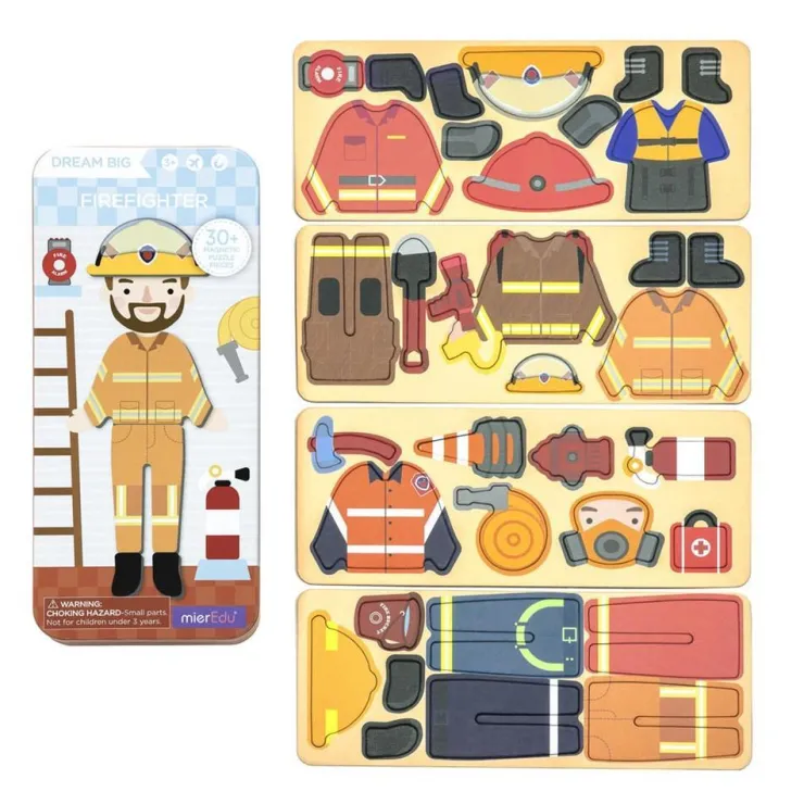 MIEREDU Jigsaw Puzzles | 3 Years+> Travel Magnetic Puzzle Box - Dream Big Series Firefighter