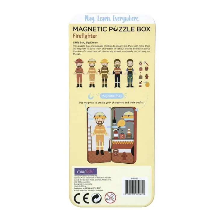 MIEREDU Jigsaw Puzzles | 3 Years+> Travel Magnetic Puzzle Box - Dream Big Series Firefighter