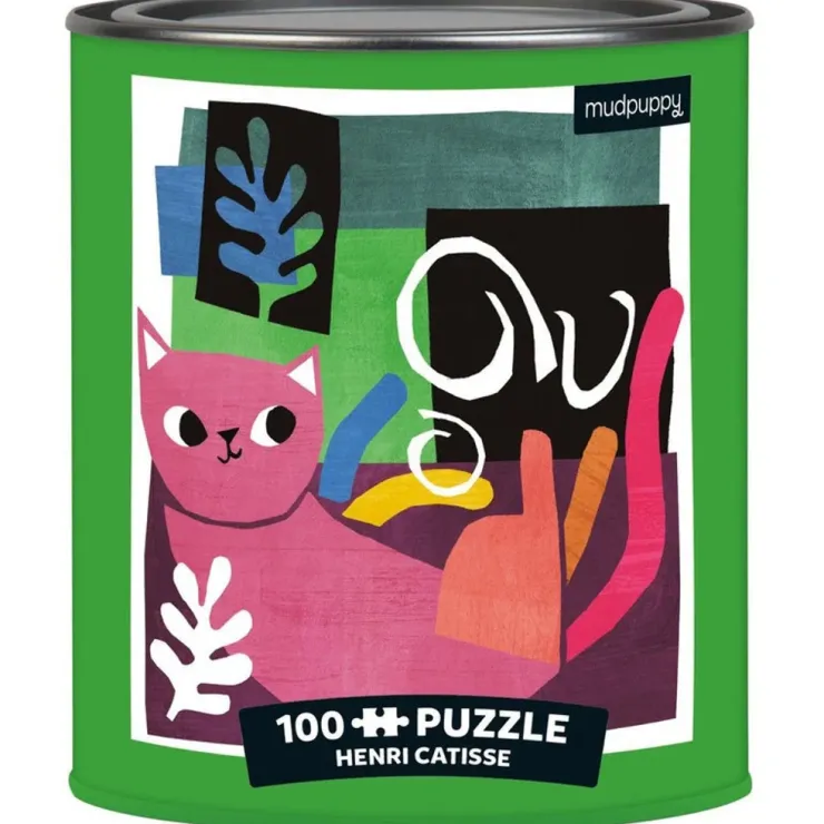 Mud Puppy Jigsaw Puzzles | 8 Years+>Mudpuppy Artsy Cats Puzzle Tin - Henri Catisse^