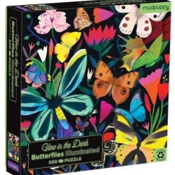 Mud Puppy Jigsaw Puzzles | 8 Years+>Mudpuppy 500pc Illuminated Glow in the Dark puzzle - Butterflies