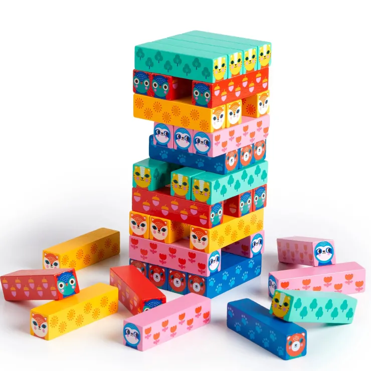 Mud Puppy Family Games | Toddler Games>Mudpuppy Wild Wobble! Wooden Tumbling Tower