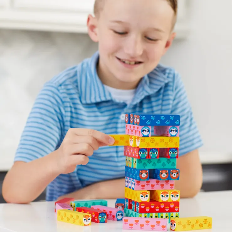 Mud Puppy Family Games | Toddler Games>Mudpuppy Wild Wobble! Wooden Tumbling Tower