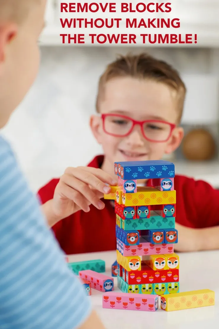 Mud Puppy Family Games | Toddler Games>Mudpuppy Wild Wobble! Wooden Tumbling Tower