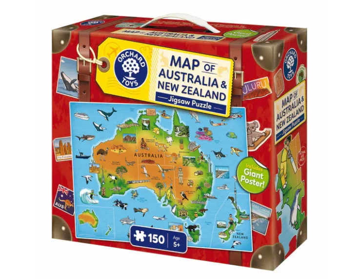 Orchard Toys Jigsaw Puzzles | 6 Years+>Map of Australia & New Zealand Jigsaw Puzzle (150 pc)