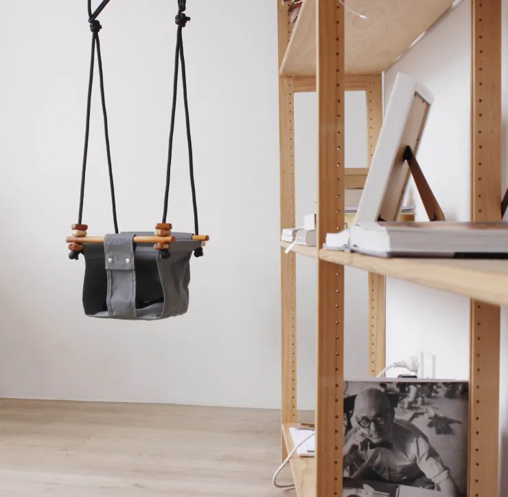 SolveJ Swings | Wooden Toys>Baby Toddler Swing - Smokey Grey