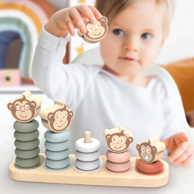 Speedy Monkey Wooden Toys | 12 Months+>Family Stacker