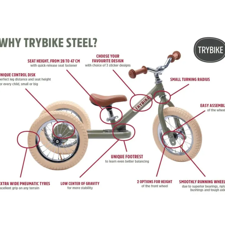TryBike Trikes & Wagons | Balance Bikes>- Steel Grey Matte Finish